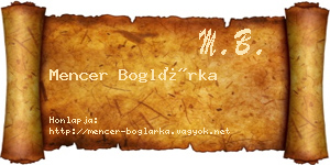 Mencer Boglárka névjegykártya